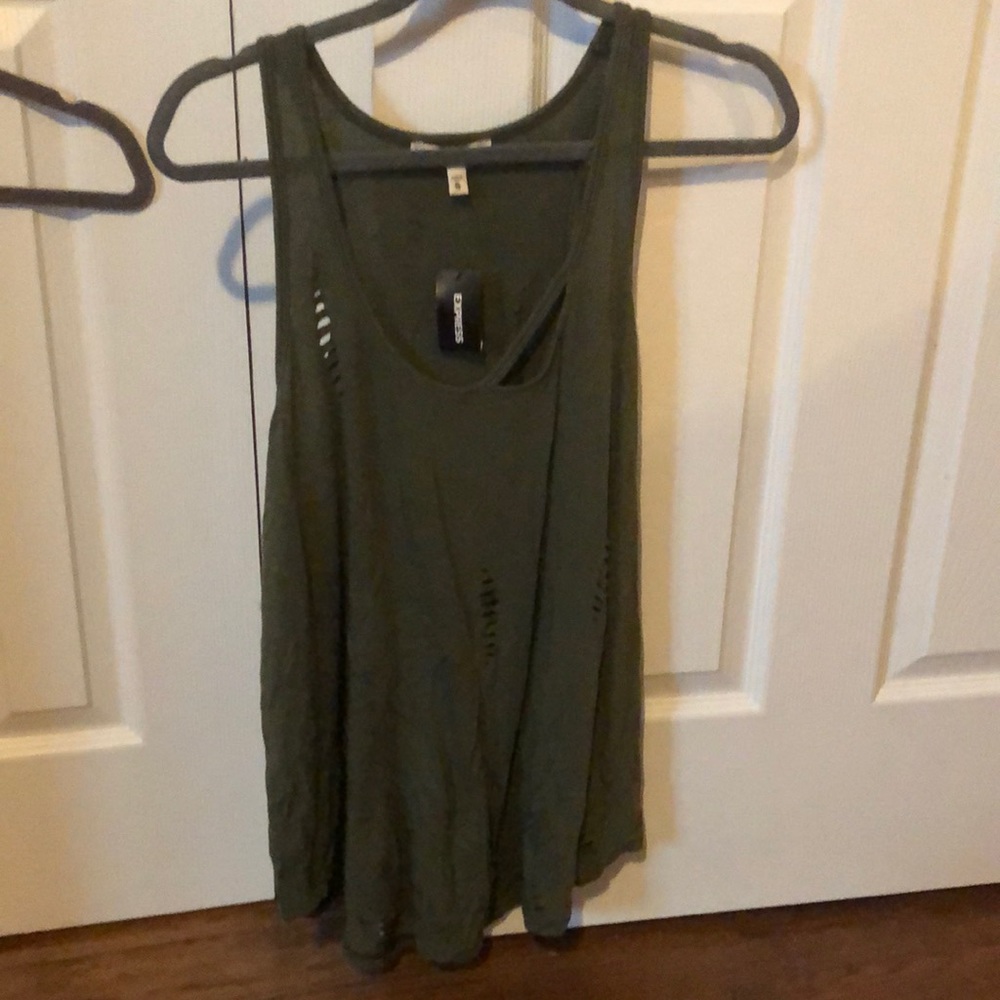 Olive green distressed tank